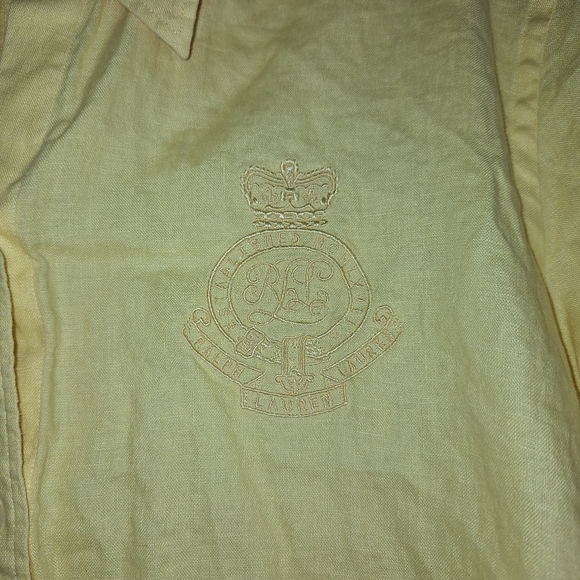 Lauren Ralph Lauren Linen Top Button Front Monogram Shirt Women’s Size XL - Picture 6 of 9